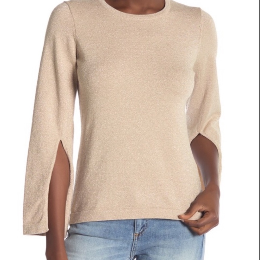 Minnie Rose Slit Sleeve Metallic Sweater XS NWT